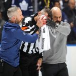 NHL referee leaves Game 7 after being hit in face by stick